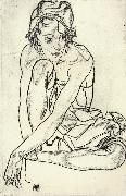 Egon Schiele Squatting Woman Spain oil painting artist